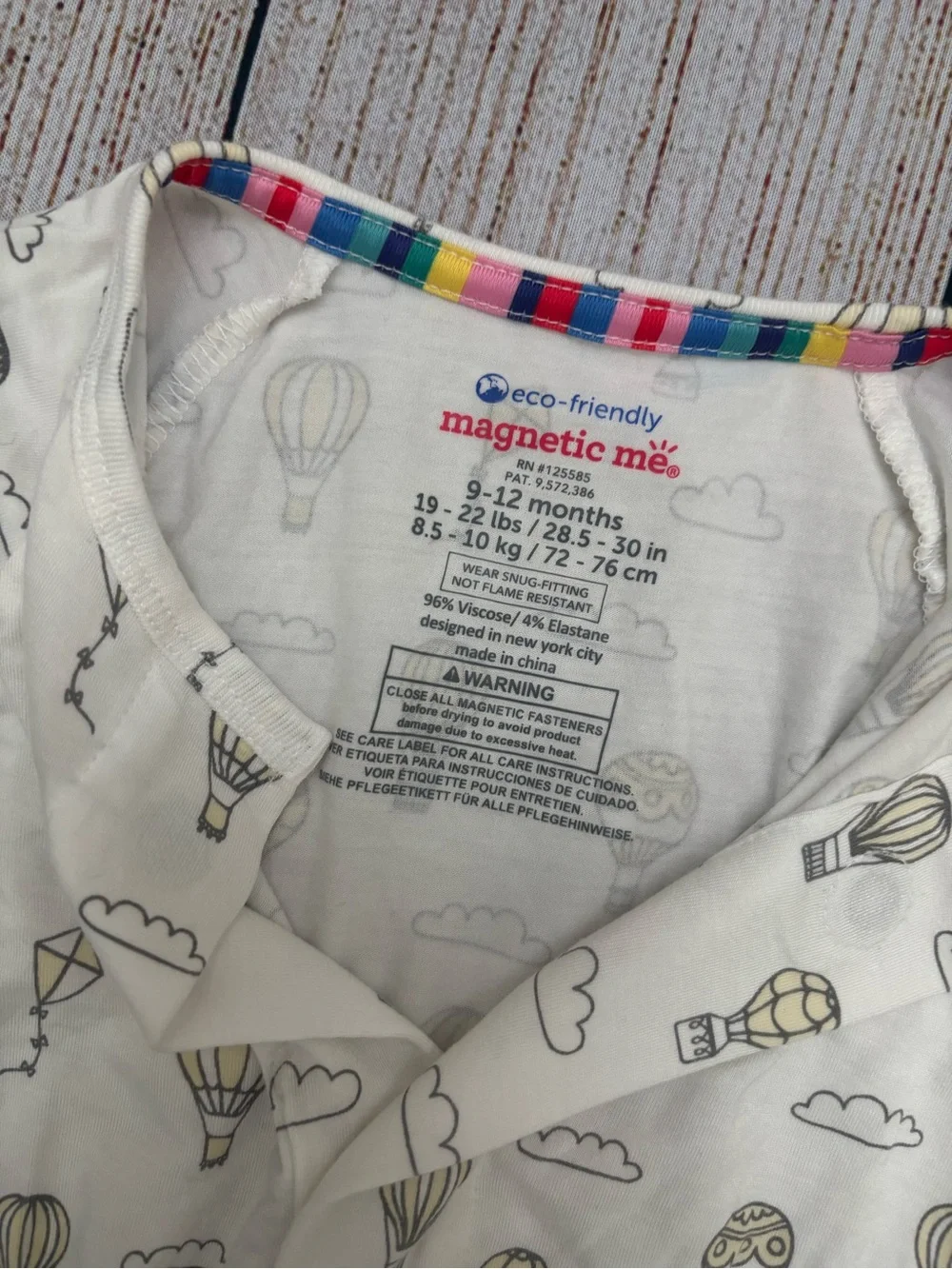 Magnetic Me Cream One-Piece Convertible Footie with Hot Air Balloon Print